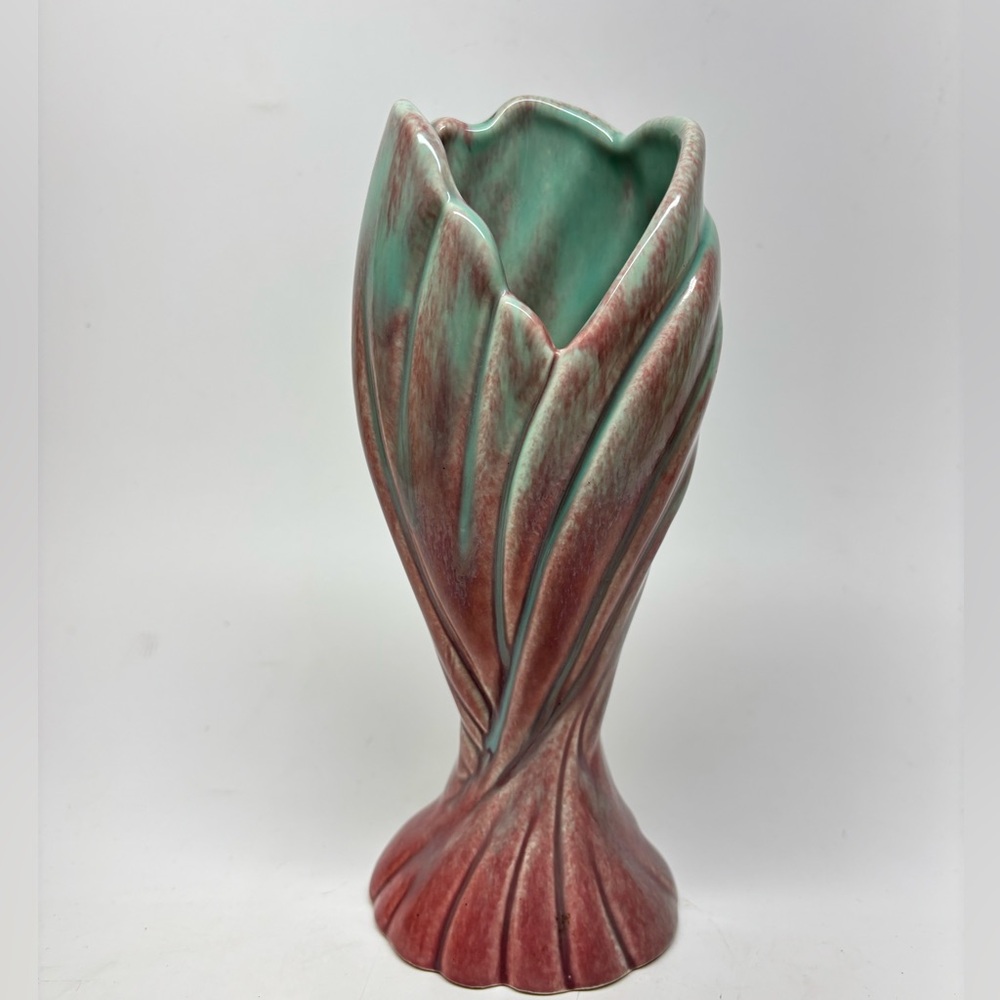 West Coast Pottery Vase 430 Mauve Turquoise Glaze MCM 9”
